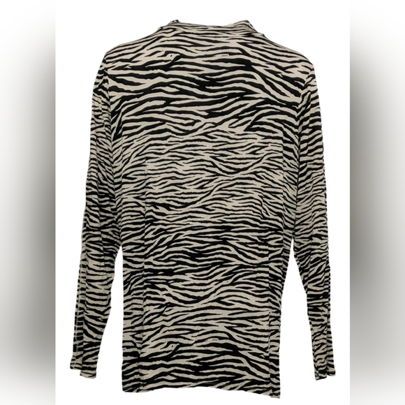 New Laurie Felt Zebra Bamboo Blend Mock Neck Long Sleeve Top 1X 18W 20W - Picture 4 of 11